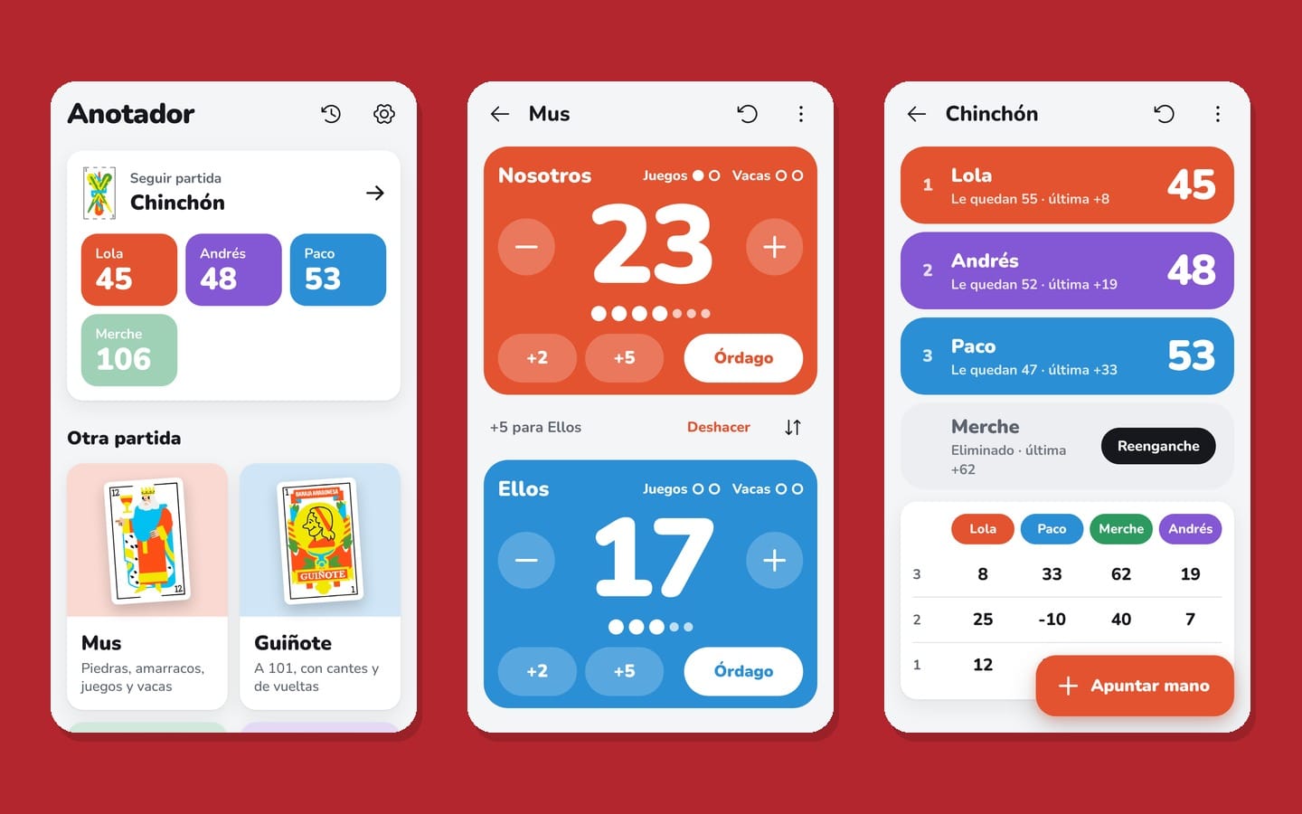 Capturas de la app Anotador de cartas